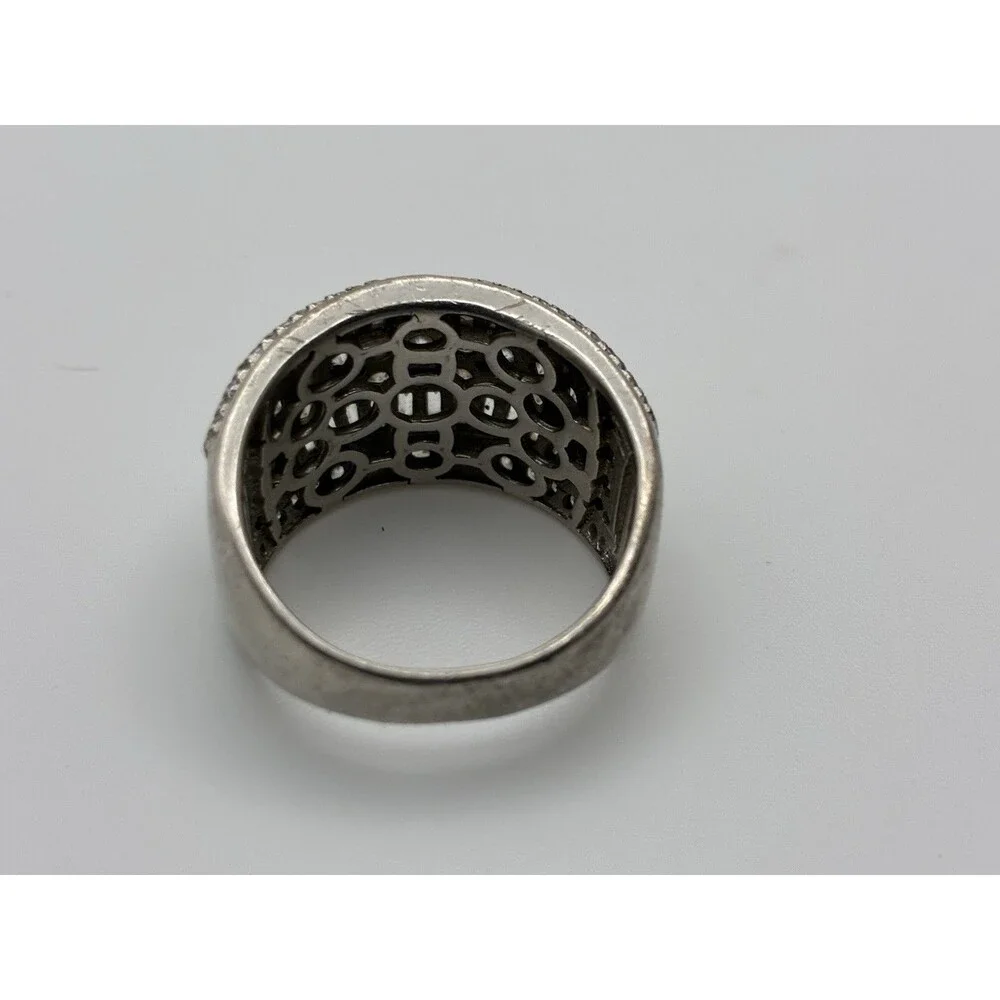 Sterling& Glass Statement Wedding Band Unisex Flashy Tested Sz 8 China FZN 8.45g